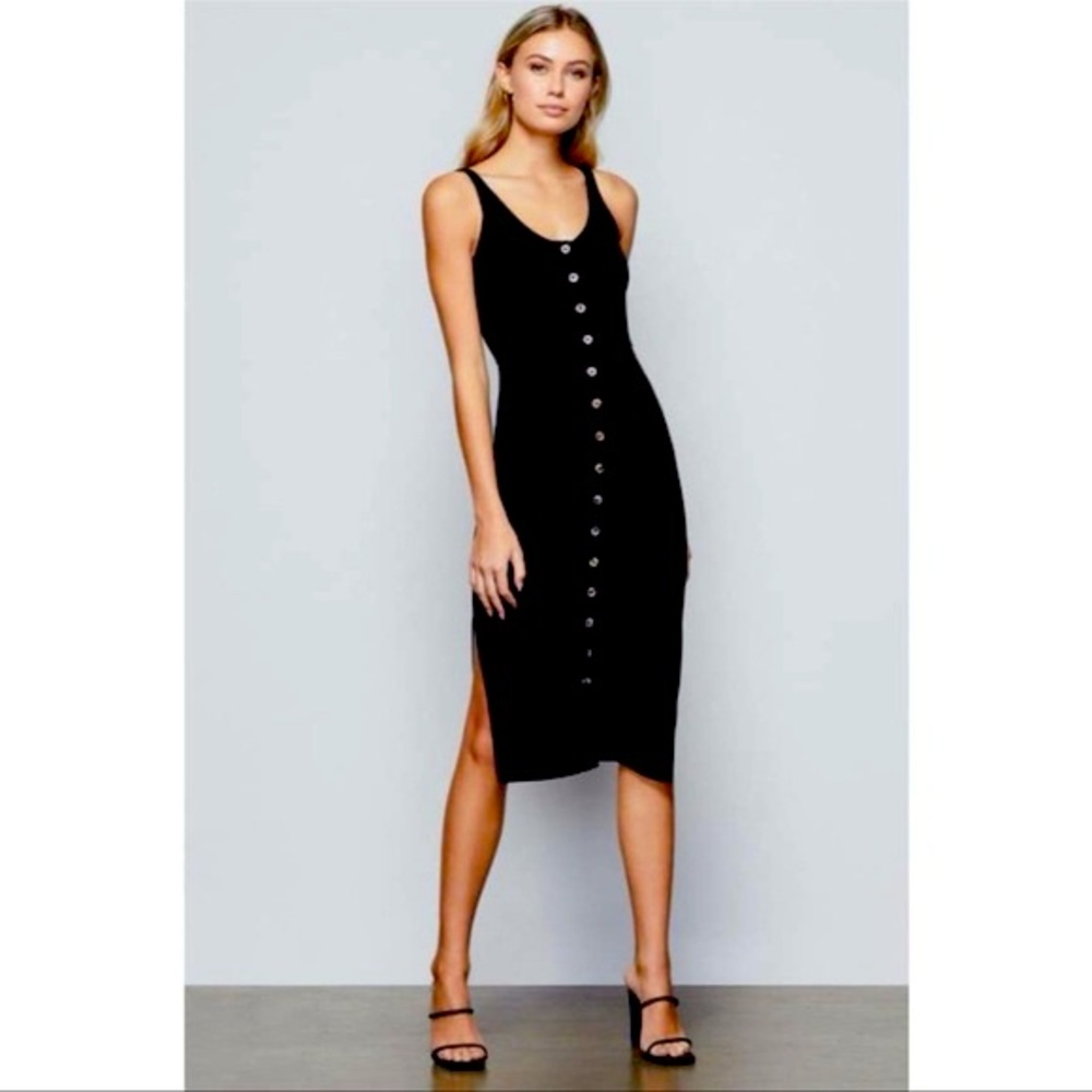 Good American Black Button Midi Dress